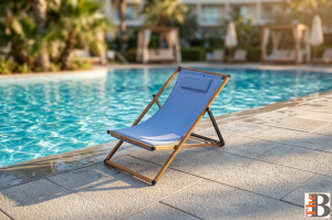 EASY Alüminyum Katlanır Şezlong I TEAK & Blue File
