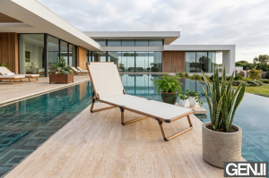 Alüminyum Katlanır Şezlong I TEAK & Latte File