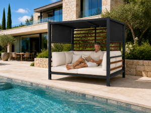 Alüminyum Daybed. COMO I Antrasit & Bej Minder